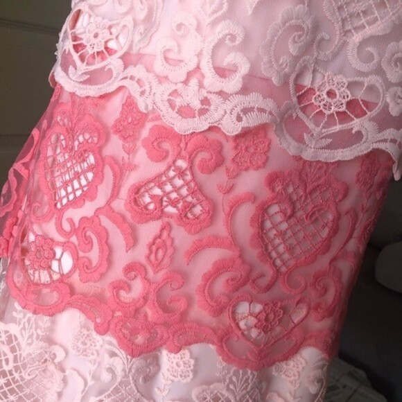 LESLIE FAY Plus Size Pink Colorblock Sheath Dress Size 14 - Picture 3 of 7